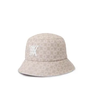 ANEW Monogram Round Taping Bucket Hat - Beige