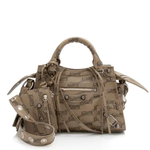 Balenciaga BB Monogram Canvas Signature Neo Cagole City XS Satchel (SHF-23465)