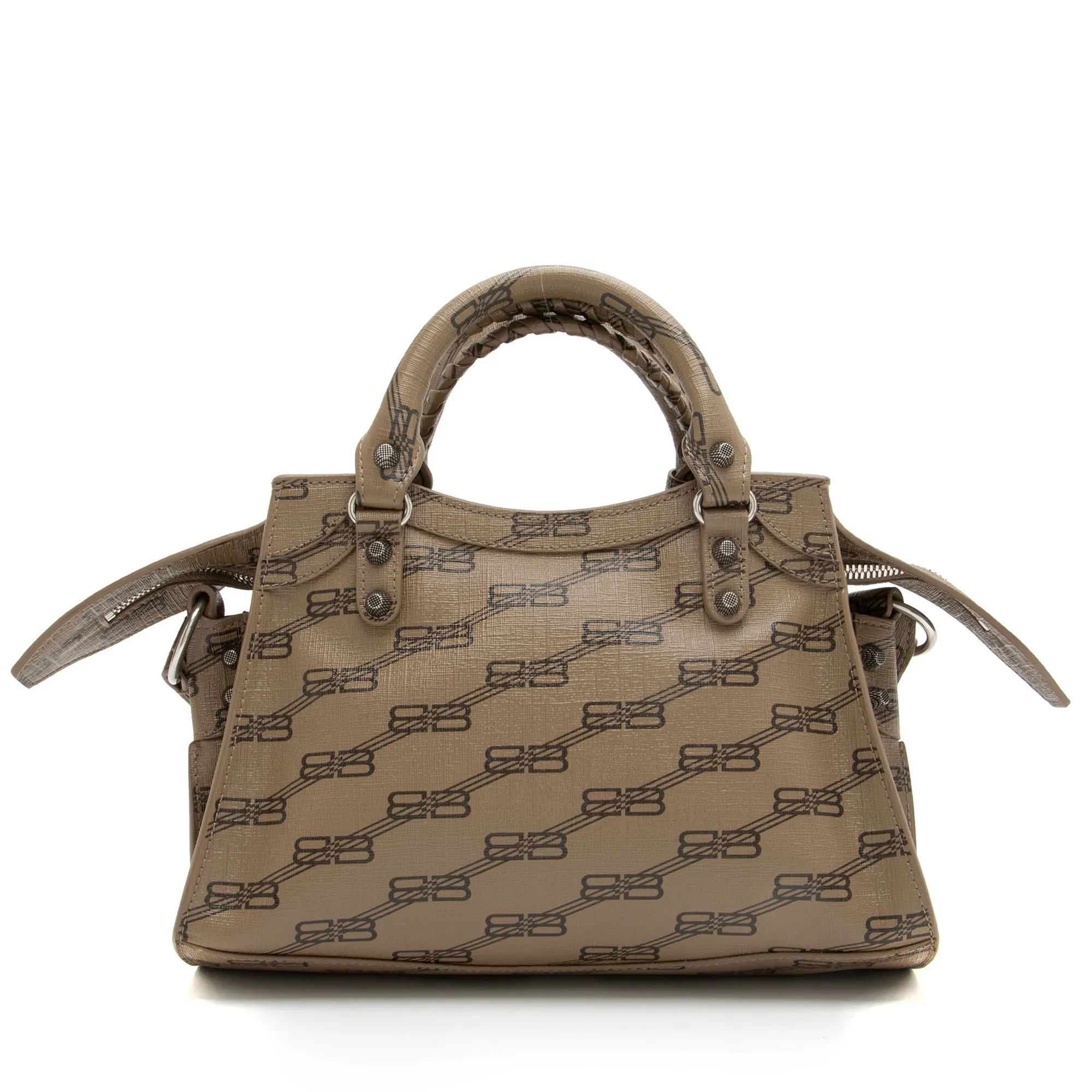 Balenciaga BB Monogram Canvas Signature Neo Cagole City XS Satchel (SHF-23465)