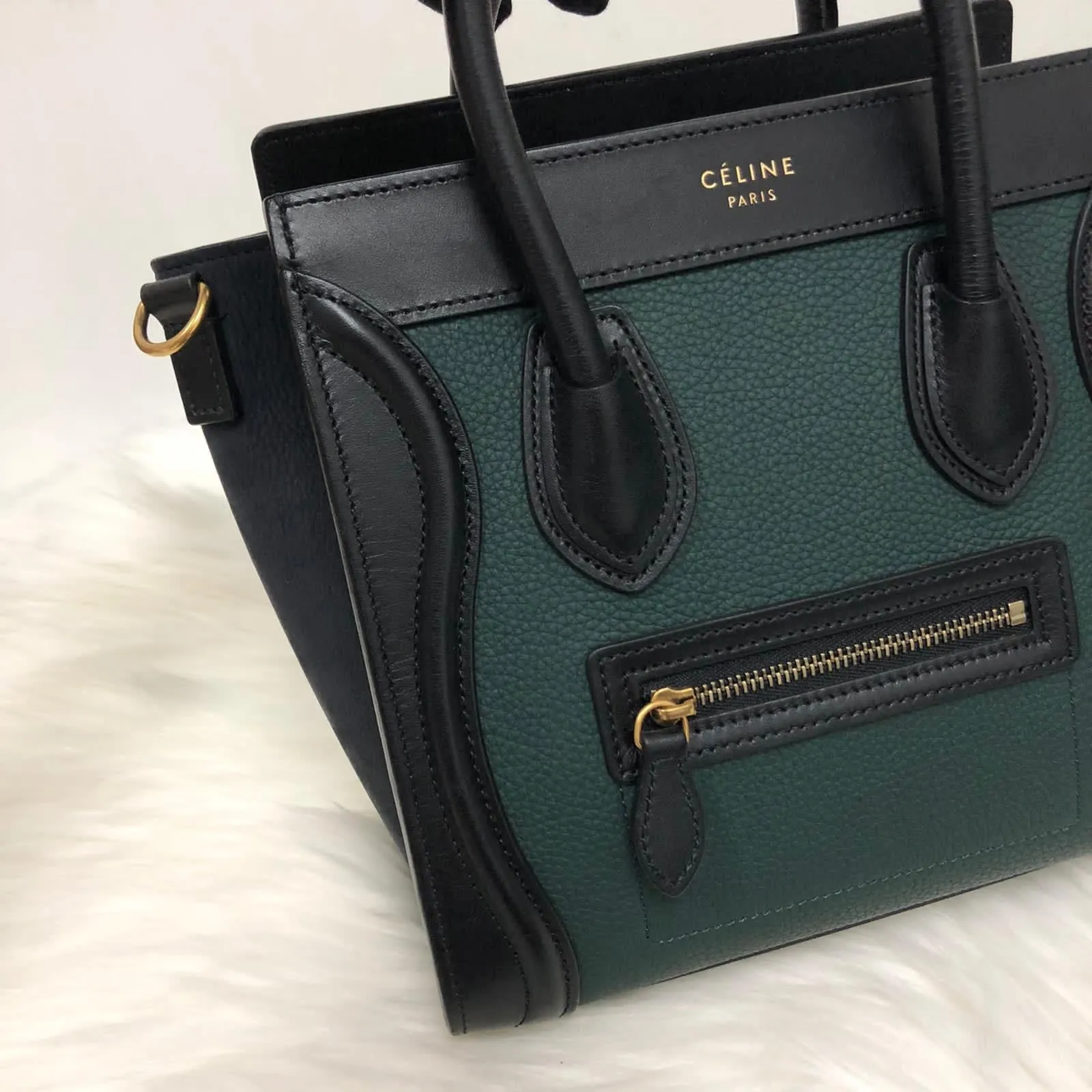 Bi-Coloured Nano Luggage Tote Green/Black