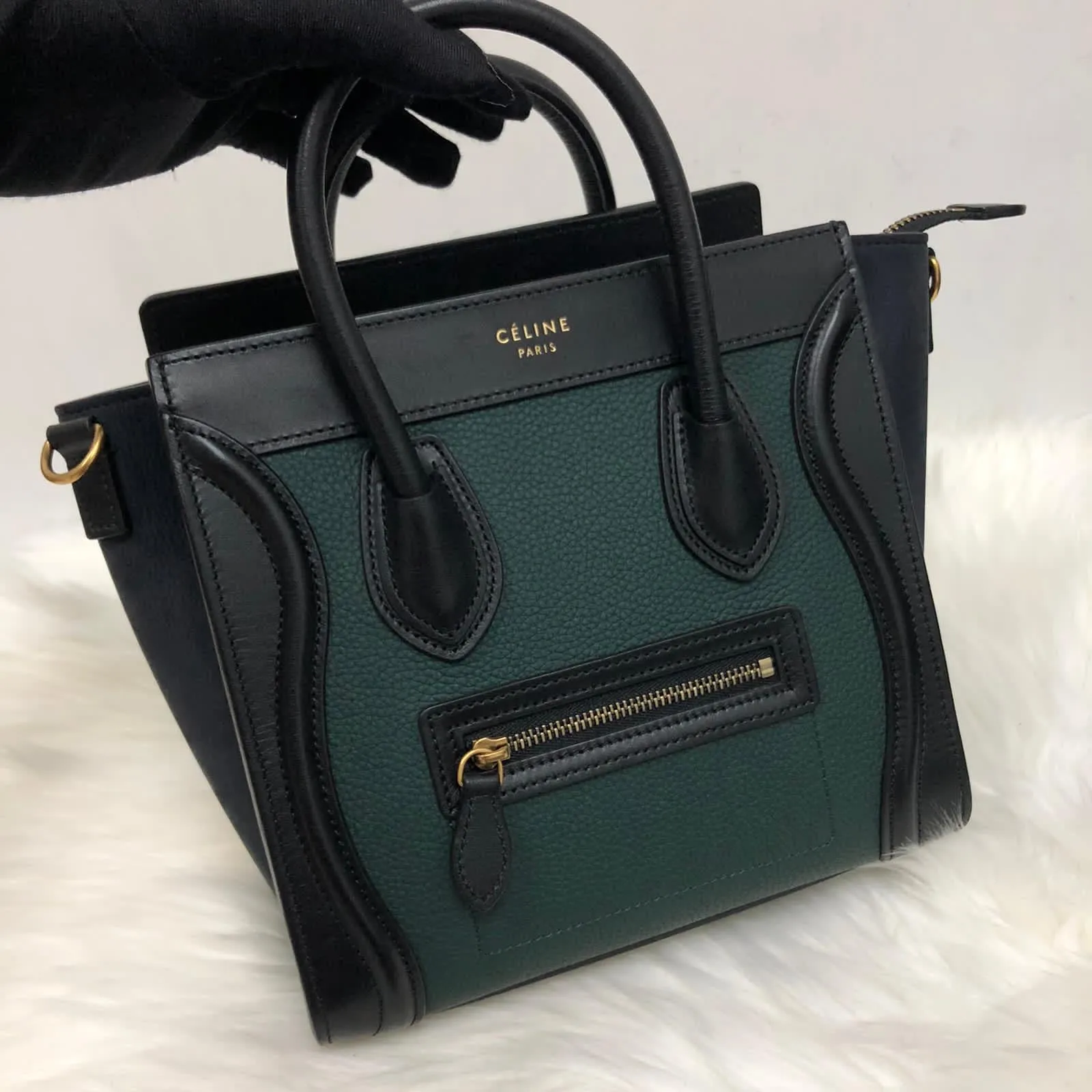 Bi-Coloured Nano Luggage Tote Green/Black