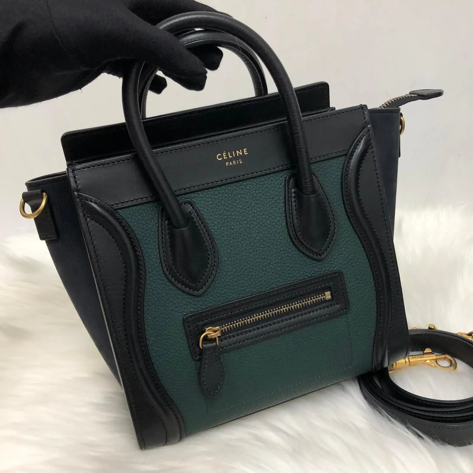 Bi-Coloured Nano Luggage Tote Green/Black