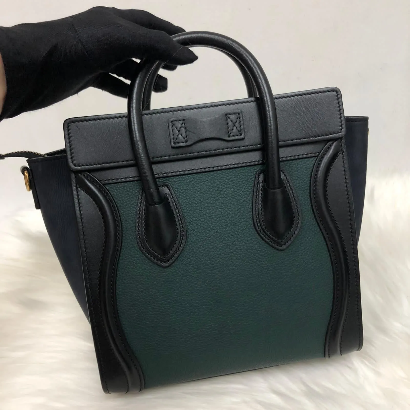 Bi-Coloured Nano Luggage Tote Green/Black