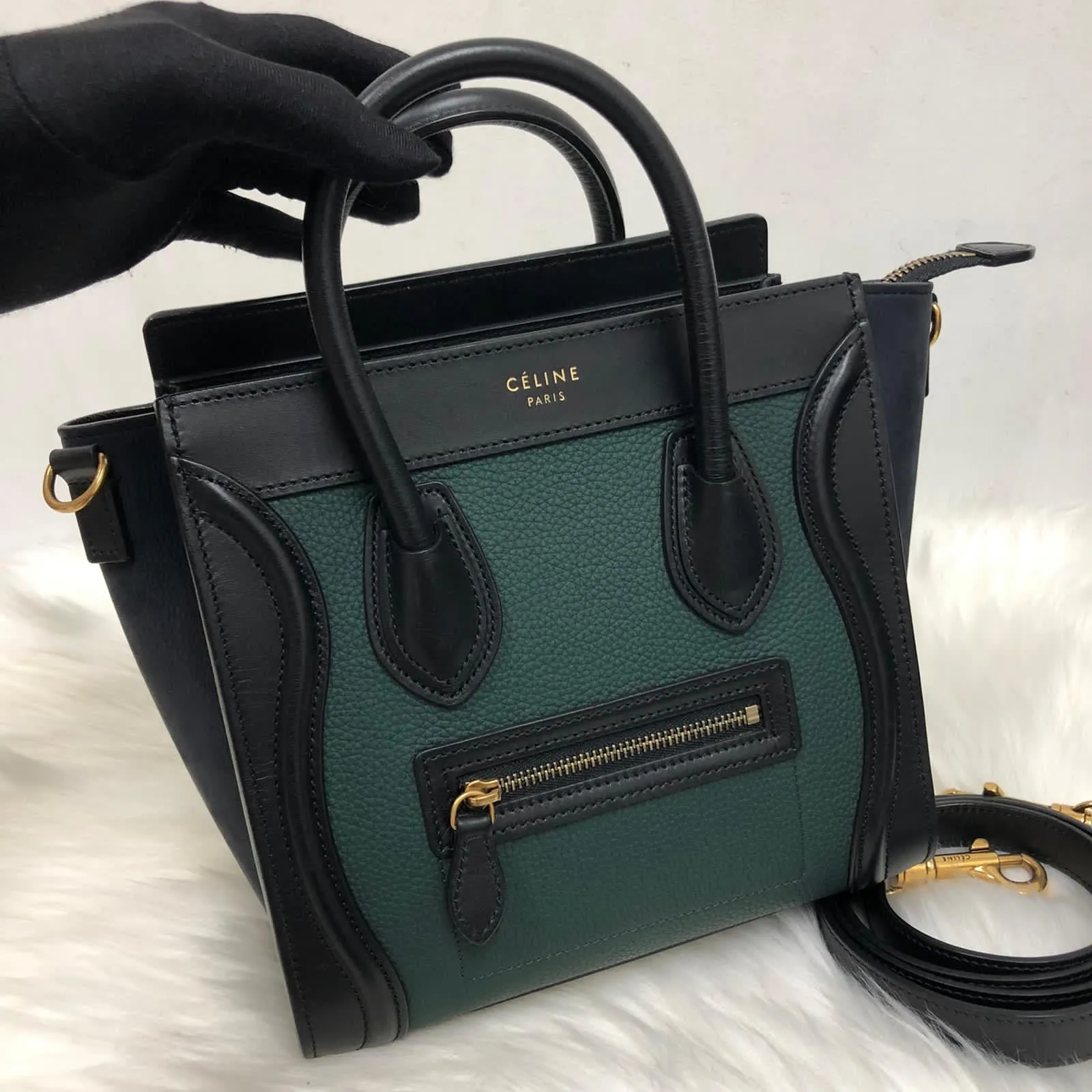 Bi-Coloured Nano Luggage Tote Green/Black