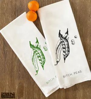 Bitch Peas Flour Sack Kitchen Towels - Large 28x33 Bar Natural Cotton Towel