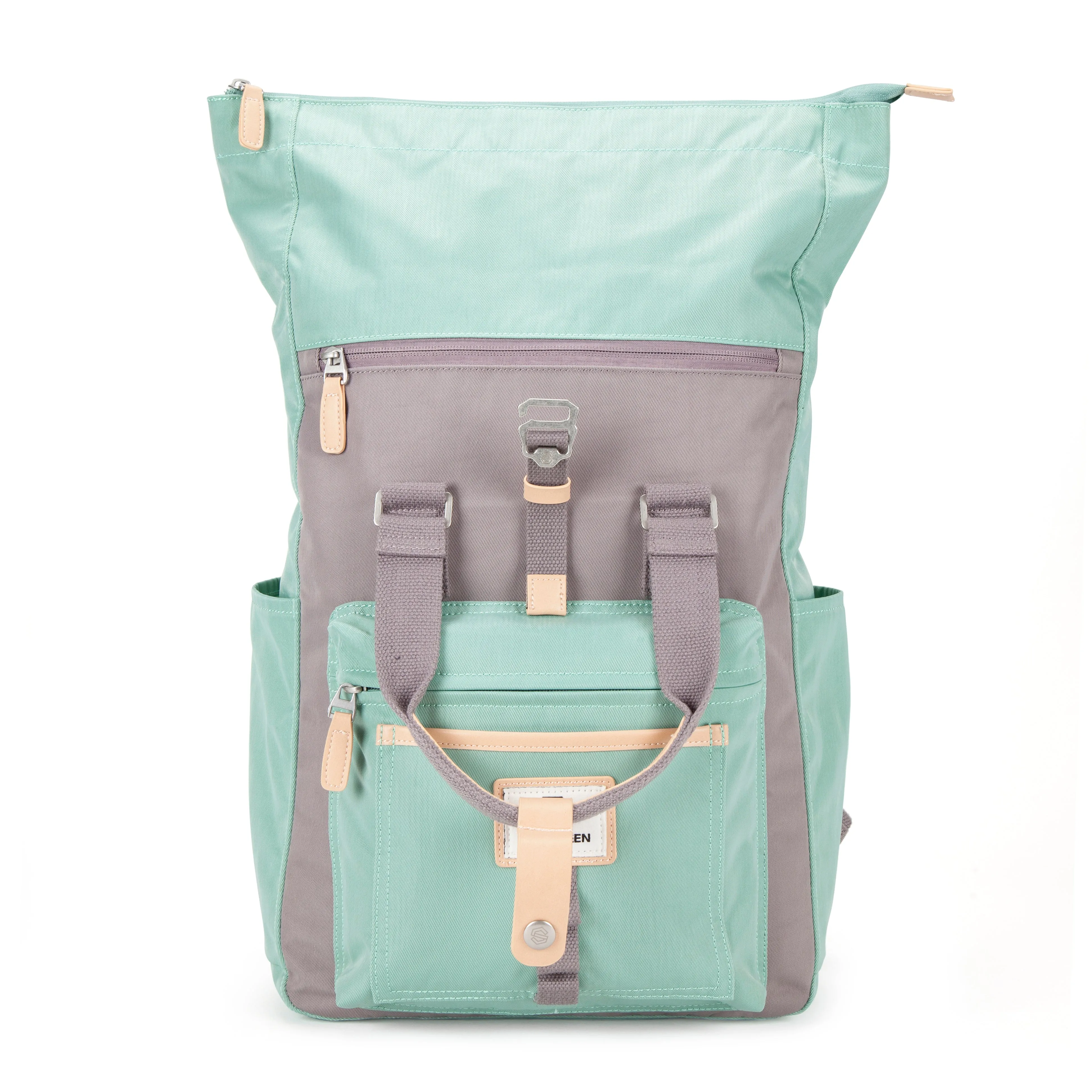 Canary Wharf Backpack - Pastel Green with Grey