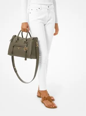 Carine Medium Pebbled Leather Satchel