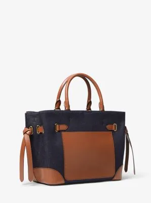 Hamilton Legacy Large Denim and Leather Belted Satchel