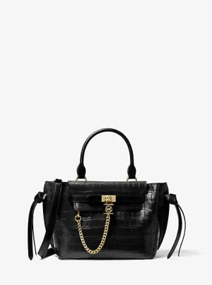 Hamilton Legacy Small Crocodile Embossed Leather Belted Satchel