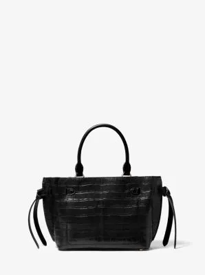 Hamilton Legacy Small Crocodile Embossed Leather Belted Satchel