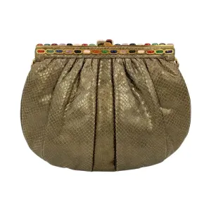 Judith Leiber Bronze Snakeskin Clutch