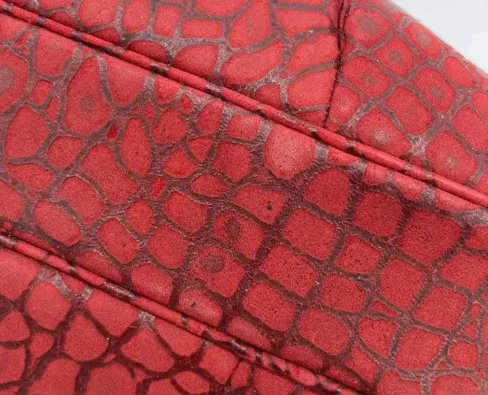 Judith Leiber Red Embossed Alligator Clutch