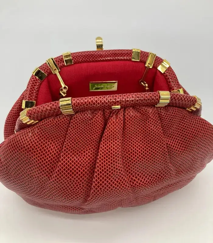 Judith Leiber Red Lizard Clutch