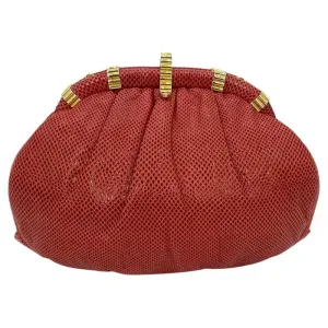 Judith Leiber Red Lizard Clutch