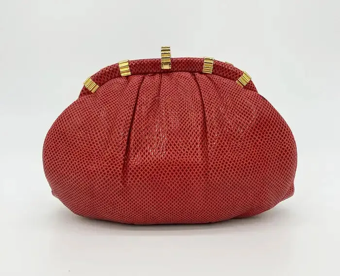 Judith Leiber Red Lizard Clutch