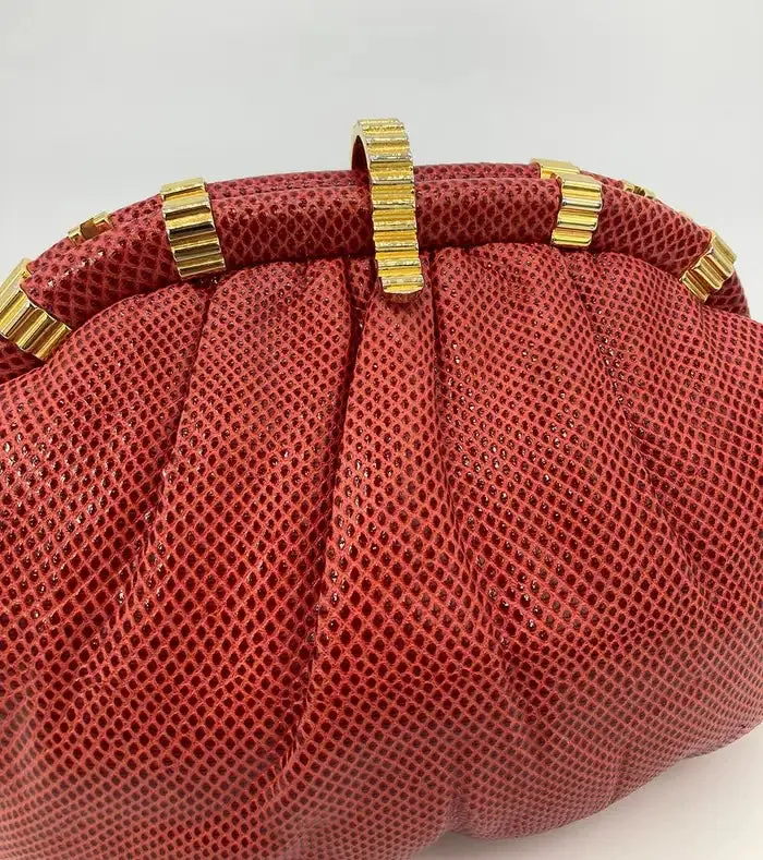 Judith Leiber Red Lizard Clutch