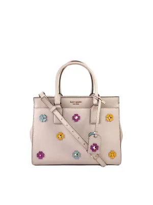 Kate Spade taupe leather floral satchel