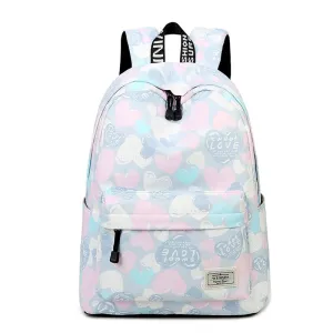 Lovely Heart Printing Nylon Backpack School Bags