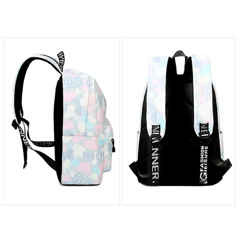 Lovely Heart Printing Nylon Backpack School Bags