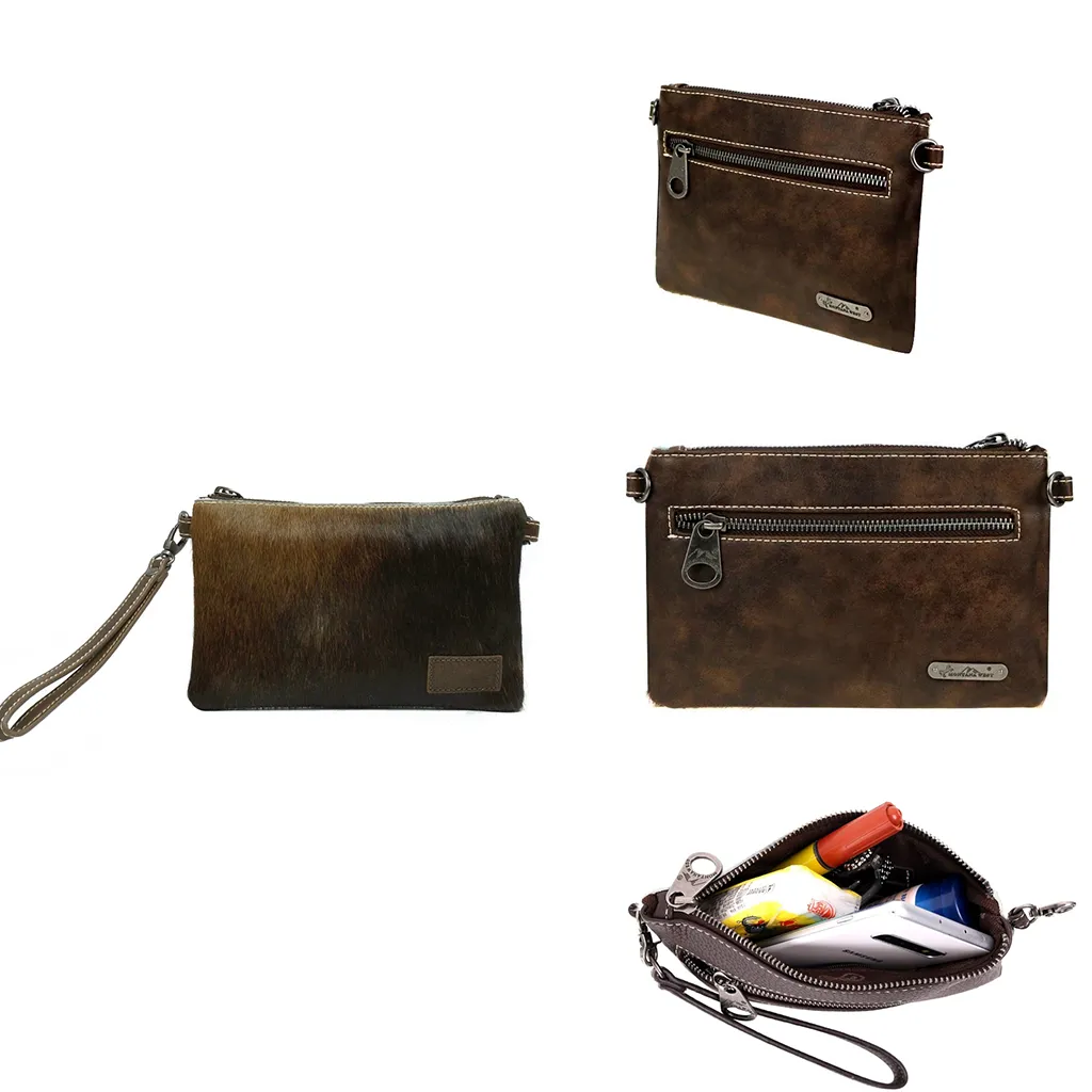 Montana West Hair-On Cowhide Leather Clutch