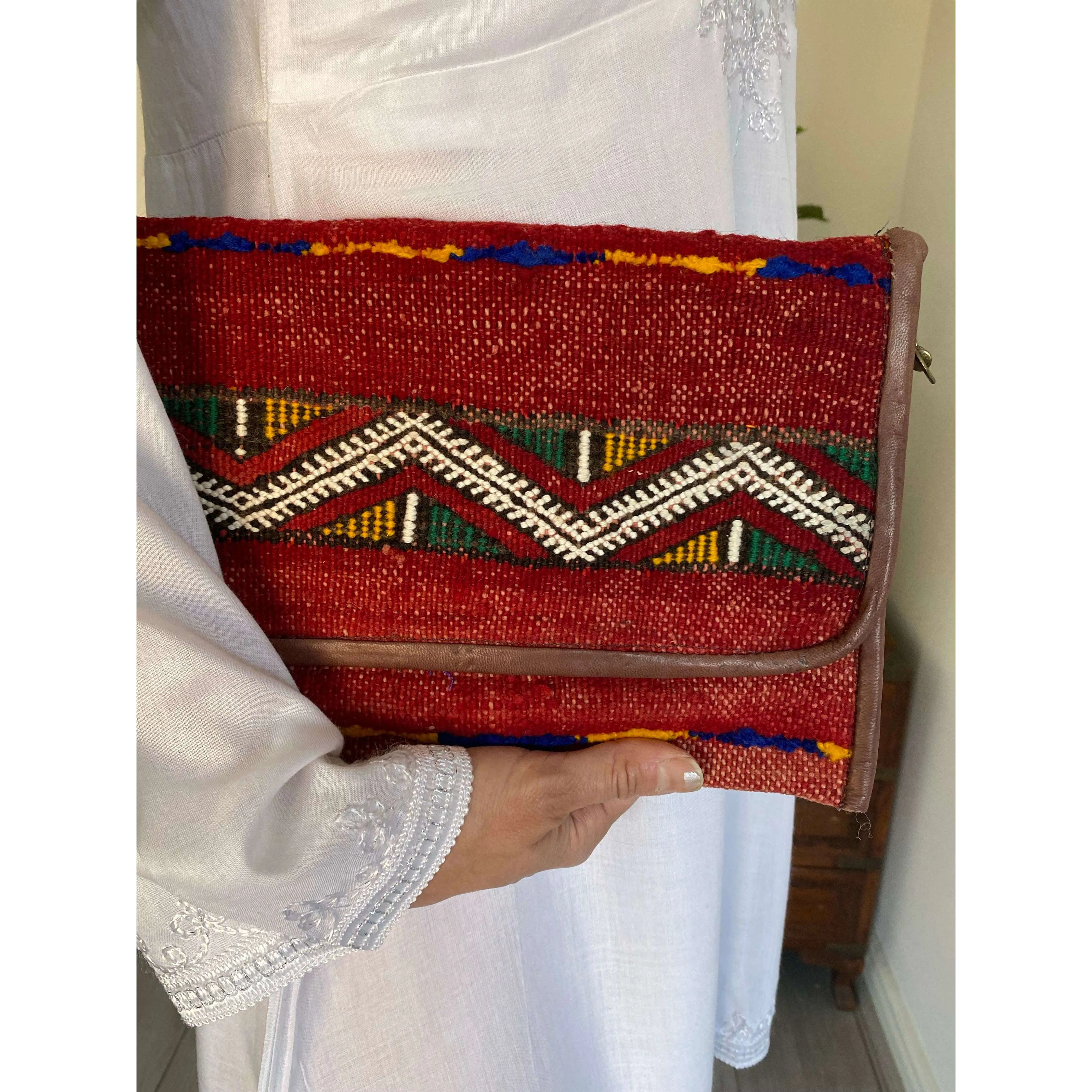 Moroccan Red Multi Colour Kilim Hand Clutch No.5