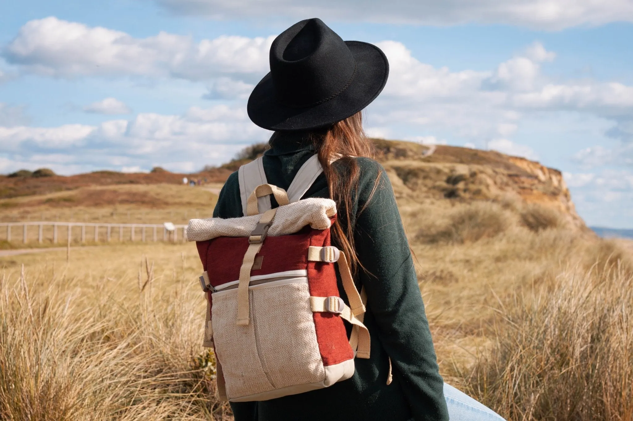 Mulled Wine - Roll Top Handmade Hemp Backpack - BPN5RW