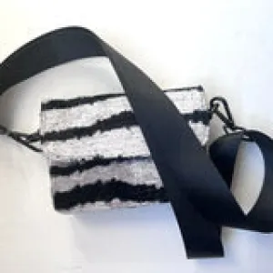 Wolf & Willa Ronan Silk Crossbody Bag - Black & White Waves